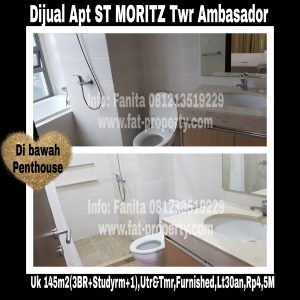 Dijual Apartment ST MORITZ Tower Ambasador luas 145m2 di lt 30an(di bwh penthouse).