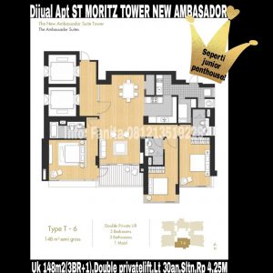 Dijual Apartment ST MORITZ Tower New Ambasador, tower paling high end dan terbaru serta paling strategis di tengah2 mal.