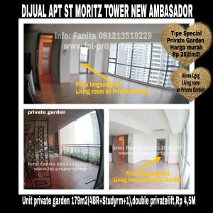 Dijual Apartment ST MORITZ Tower New Ambasador, tower paling high end dan terbaru serta paling strategis di tengah2 mal.
