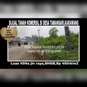 Dijual tanah komersil di Desa Tamansari, Karawang,Jawa Barat.