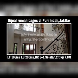 Dijual cepat rumah bagus di Puri Indah blok D,Jakarta Barat.