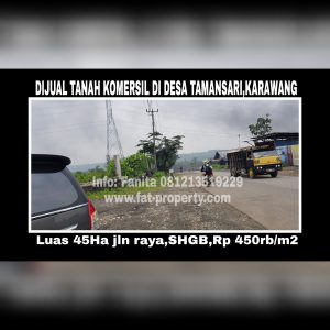 Dijual tanah komersil di Desa Tamansari, Karawang,Jawa Barat.