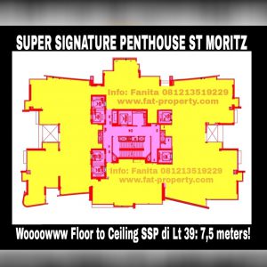 Dijual unit Super Signature Penthouse Apartment ST MORITZ Tower Ambasador, di atas unit Super Penthouse.