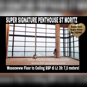 Dijual unit Super Signature Penthouse Apartment ST MORITZ Tower Ambasador, di atas unit Super Penthouse.
