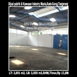 Dijual pabrik di Jl Manis Raya,Kawasan Industri Manis,Kadu,Curug,Tangerang