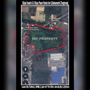 Dijual tanah di Jl. Raya Pasar Kemis KM. 6, Sukamantri, Pasar Kemis,Tangerang, Banten 15560.