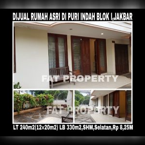 Dijual rumah di Puri Indah blok I,Jakarta Barat.Belakang Pasar Puri.