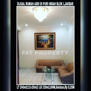 Dijual rumah di Puri Indah blok I,Jakarta Barat.Belakang Pasar Puri.
