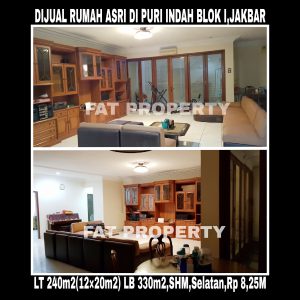 Dijual rumah di Puri Indah blok I,Jakarta Barat.Belakang Pasar Puri.