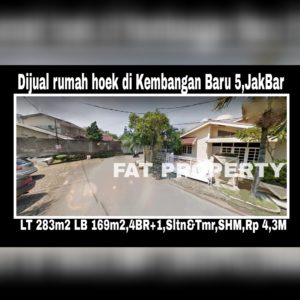 Dijual rumah sudut bagus di Perumahan Kembangan Baru Di Puri Indah Jl Kembangan Baru 5