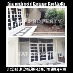 Dijual rumah sudut bagus di Perumahan Kembangan Baru Di Puri Indah Jl Kembangan Baru 5