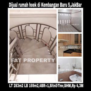 Dijual rumah sudut bagus di Perumahan Kembangan Baru Di Puri Indah Jl Kembangan Baru 5