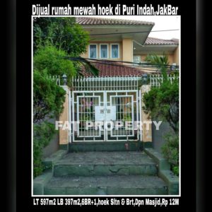 Dijual rumah hoek bagus jalan besar Puri Indah Jakarta Barat