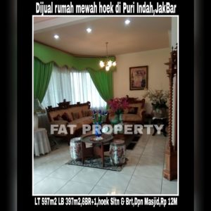 Dijual rumah hoek bagus jalan besar Puri Indah Jakarta Barat