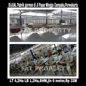 Dijual pabrik garment bagus blm ada 5thn dibgn di Purwakarta