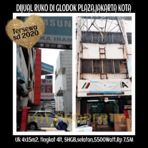 Dijual ruko di Glodok Plaza Jl Pinangsia Raya,Jakarta Kota.