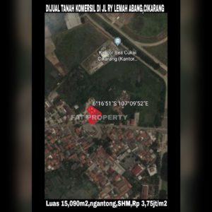 Dijual tanah komersil di Cibarusah, Jalan Raya Lemah Abang,Cikarang.