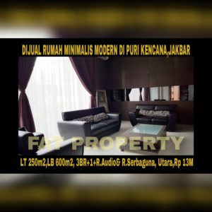 Dijual rumah mewah minimalis modern di Puri Kencana,Belakang Gedung Kawan Lama,Jakarta Barat: