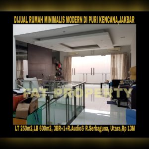 Dijual rumah mewah minimalis modern di Puri Kencana,Belakang Gedung Kawan Lama,Jakarta Barat: