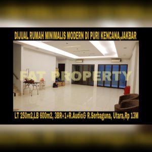 Dijual rumah mewah minimalis modern di Puri Kencana,Belakang Gedung Kawan Lama,Jakarta Barat: