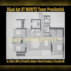 Dijual Apartment ST MORITZ Tower terbaik dan terelite, Presidential Tower(hanya 4 unit per lantai,privatelift)