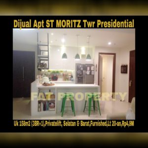 Dijual Apartment ST MORITZ Tower terbaik dan terelite, Presidential Tower(hanya 4 unit per lantai,privatelift)