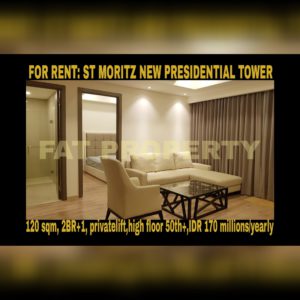 Disewakan Apt ST MORITZ Tower terbaru dan terbaik: New Presidential Tower.