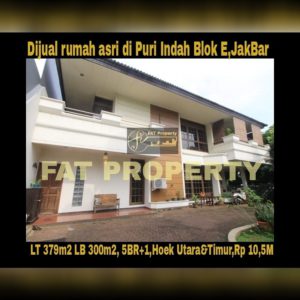 Dijual rumah asri bagus strategis di Puri Indah Blok E,Jakarta Barat.