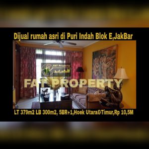 Dijual rumah asri bagus strategis di Puri Indah Blok E,Jakarta Barat.