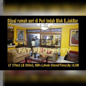 Dijual rumah asri bagus strategis di Puri Indah Blok E,Jakarta Barat.