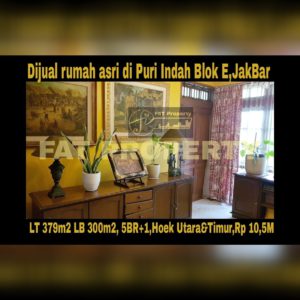 Dijual rumah asri bagus strategis di Puri Indah Blok E,Jakarta Barat.
