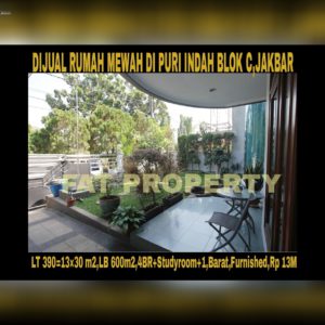 Dijual/disewakan rumah mewah bagus strategis di Puri Indah Blok C,Jakarta Barat.