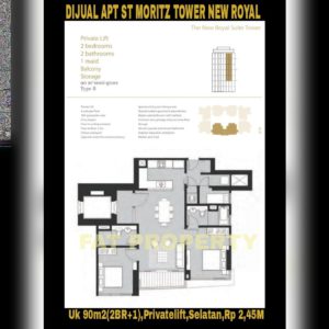 Dijual Apartment ST MORITZ Tower New Royal,Jl Puri Indah U1,Jakarta Barat.