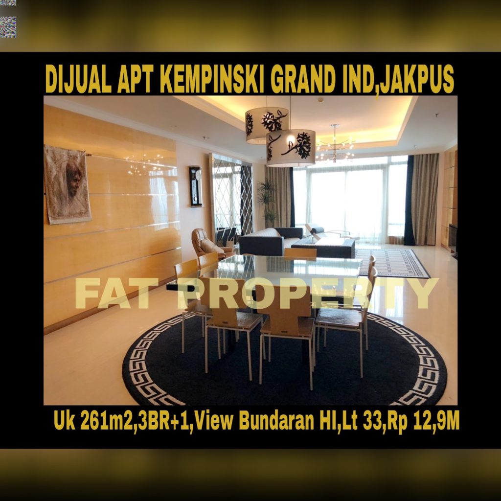 Dijual Apartement Kempinski Grand Indonesia Jakarta Pusat diBunderan HI,Jl MH Thamrin,Jakarta Pusat.