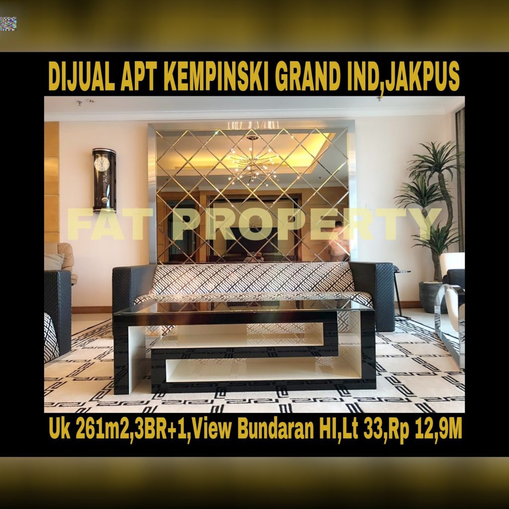 Dijual Apartement Kempinski Grand Indonesia Jakarta Pusat diBunderan HI,Jl MH Thamrin,Jakarta Pusat.