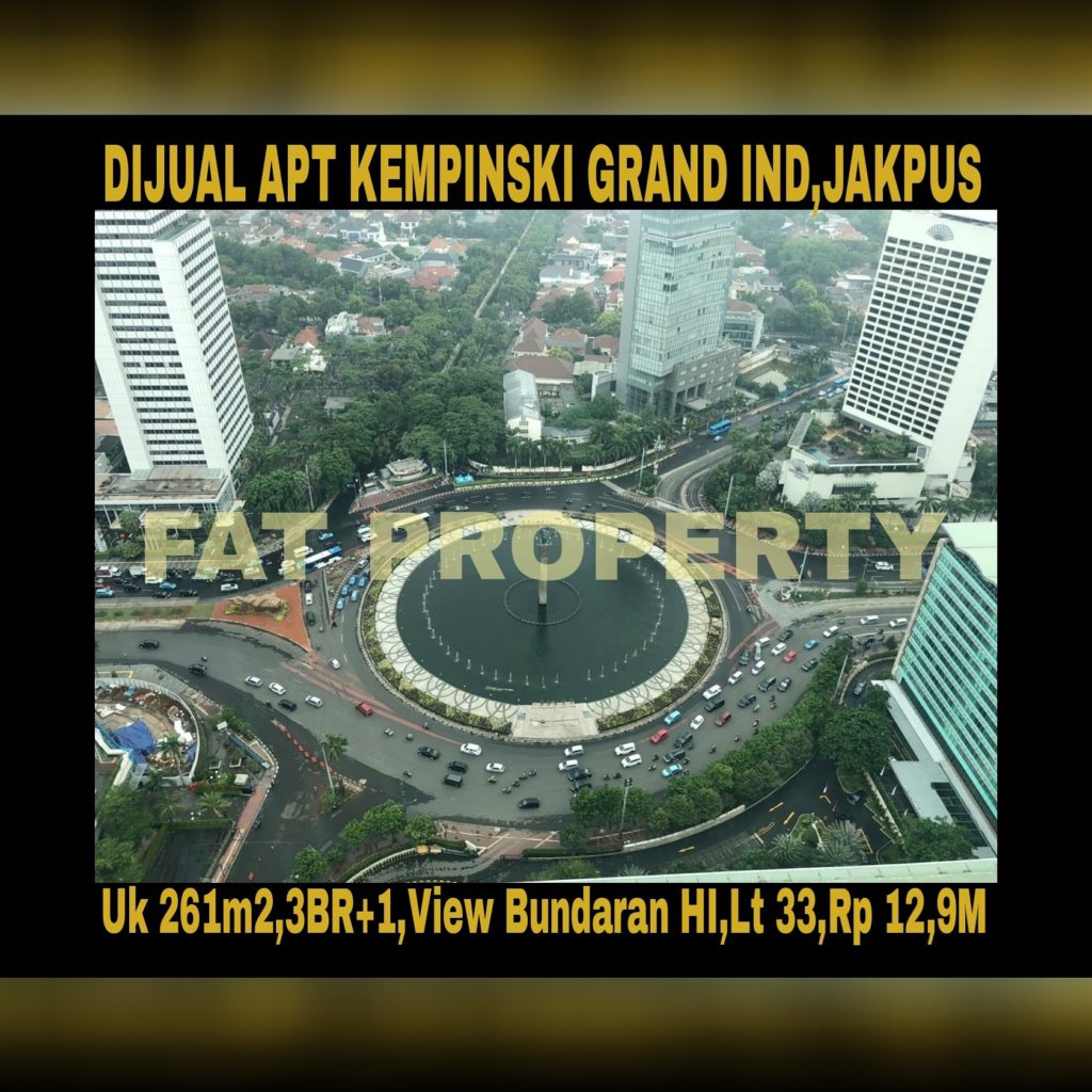 Dijual Apartement Kempinski Grand Indonesia Jakarta Pusat diBunderan HI,Jl MH Thamrin,Jakarta Pusat.