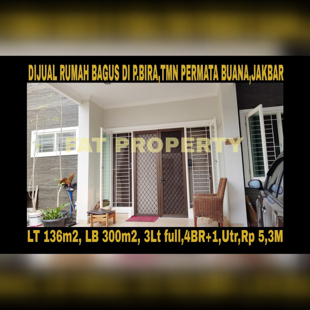 Dijual cepat rumah bagus relatif baru (usia bangunan baru 2tahun) di Jl Pulau Bira,Taman Permata Buana,Jakarta Barat.(sebelah Puri Indah)