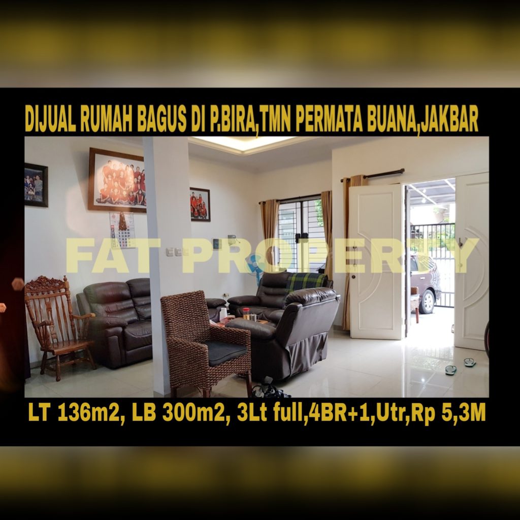 Dijual cepat rumah bagus relatif baru (usia bangunan baru 2tahun) di Jl Pulau Bira,Taman Permata Buana,Jakarta Barat.(sebelah Puri Indah)