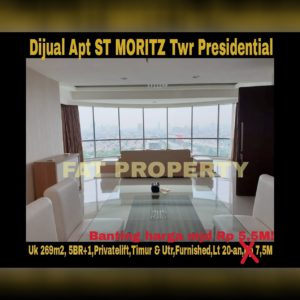 Dijual Apartment ST MORITZ Tower Presidential the best unit in the best tower: ukuran 269m2.