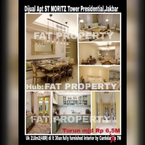 Dijual Apartment ST MORITZ Tower Presidential, tower paling ekslusif hanya 4 unit per lantai posisi paling private di ujung kompleks ST MORITZ.