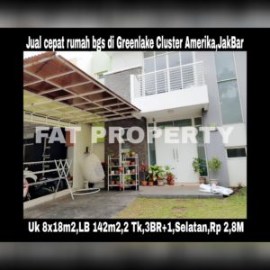 Dijual rumah bagus sedang tersewa 2thn di Cluster Amerika, Greenlake City,Karang Tengah,Cipondoh,Perbatasan Jakarta Barat dan Tangerang.