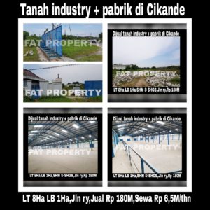 Dijual /sewa tanah industry dan bangunan pabrik struktur baja bagus di Cikande, Serang: