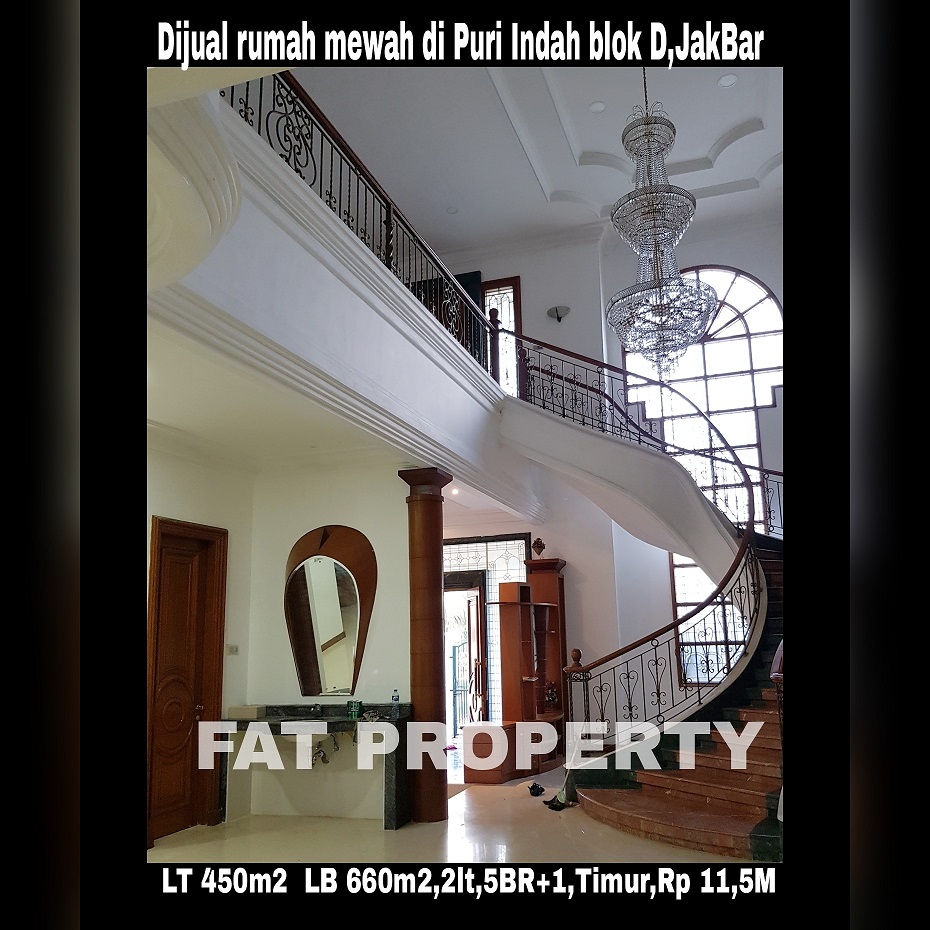 Dijual cepat rumah mewah di komplek perumahan elite di Puri Indah blok D,Jakarta Barat.