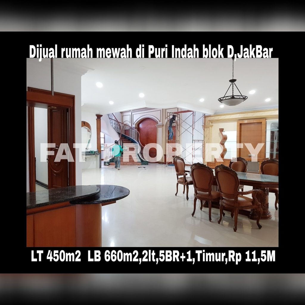 Dijual cepat rumah mewah di komplek perumahan elite di Puri Indah blok D,Jakarta Barat.