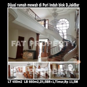 Dijual cepat rumah mewah di komplek perumahan elite di Puri Indah blok D,Jakarta Barat.