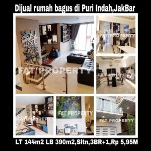Dijual rumah bagus minimalis fully furnished mewah di Puri Indah dekat lapangan basket,Jakarta Barat.
