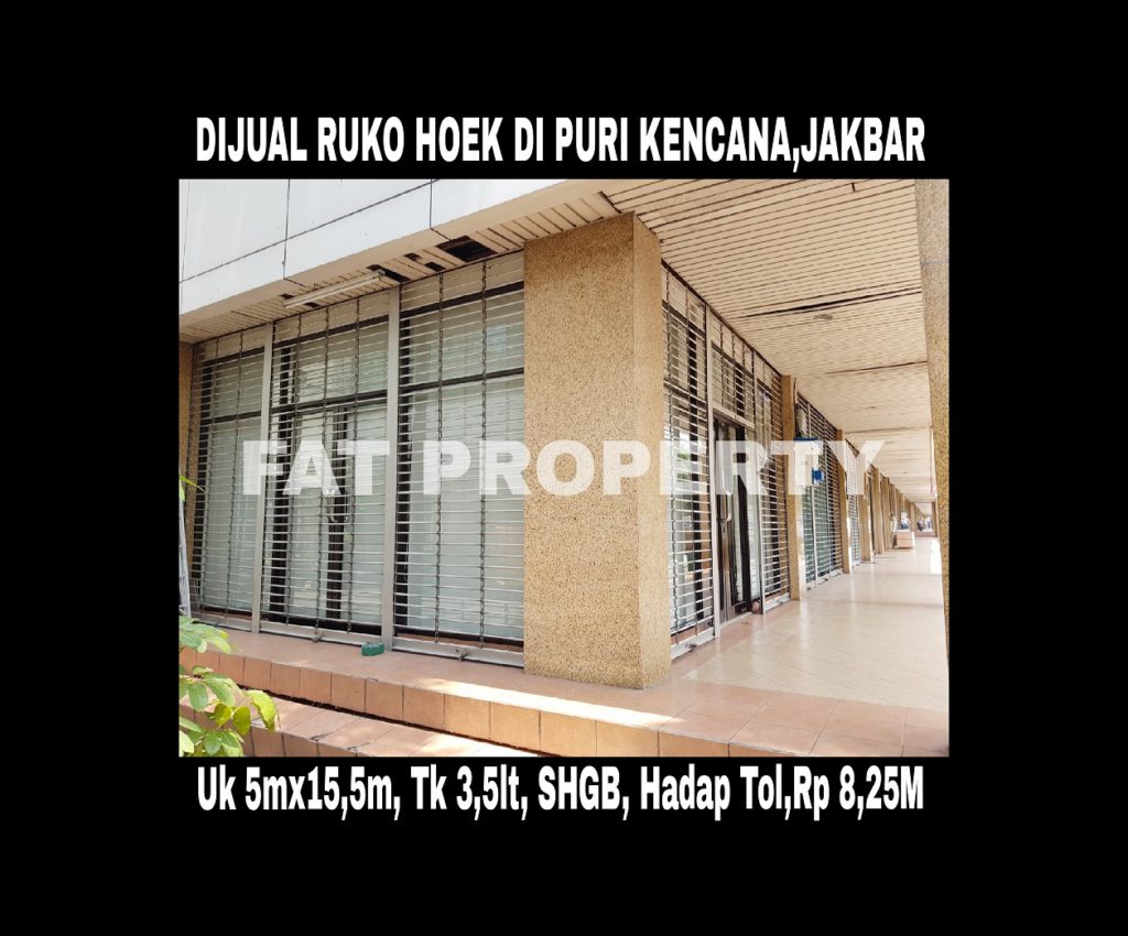 Dijual ruko bagus hoek di Puri Kencana, Jakarta Barat.