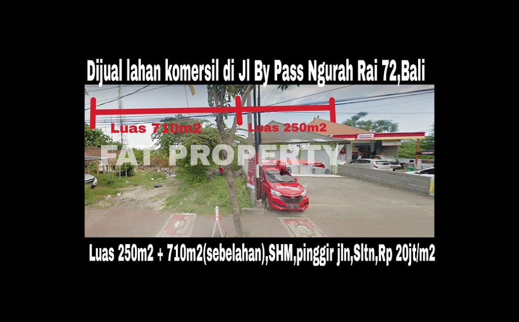 Dijual 2 lahan komersil bagus di pinggir jalan Jl By Pass Ngurah Rai no 72,Bali. 