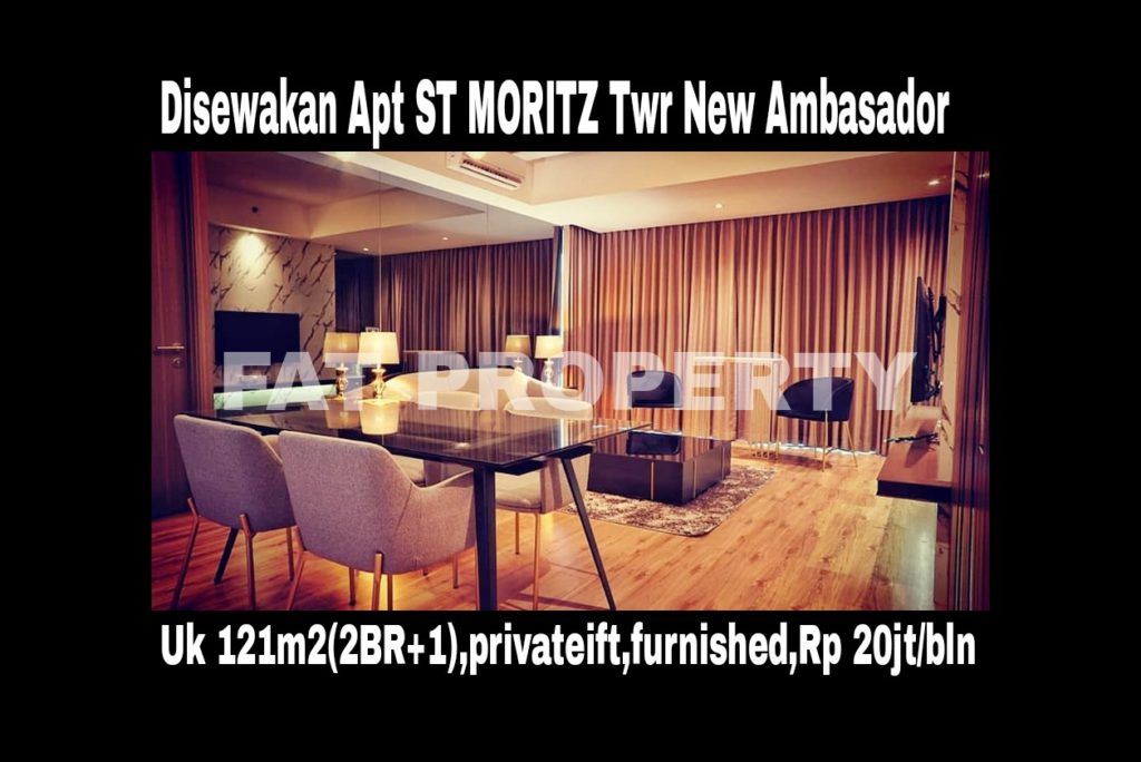Disewakan Apartment ST MORITZ Tower New Ambasador, tower paling high end dan terbaru serta paling strategis di tengah2 mal. Ukuran 121 m2 di sedang.