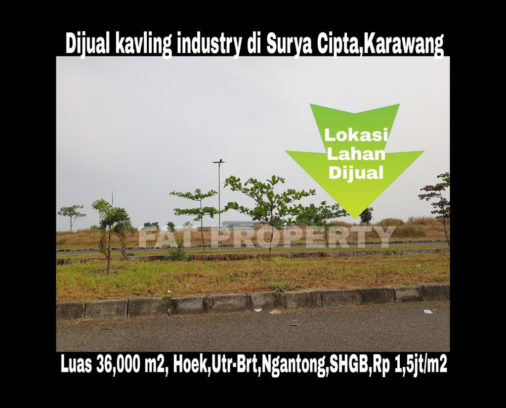 Dijual kavling industri di kawasan Surya Cipta,Karawang Timur.